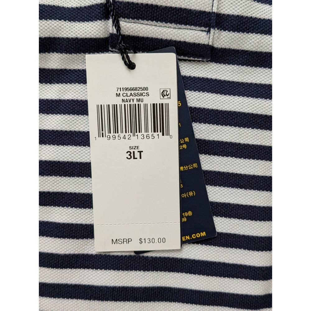 Polo Ralph Lauren Striped Polo Shirt Navy White Short Sleeve Men 3XLT NWT Preppy - Picture 5 of 8